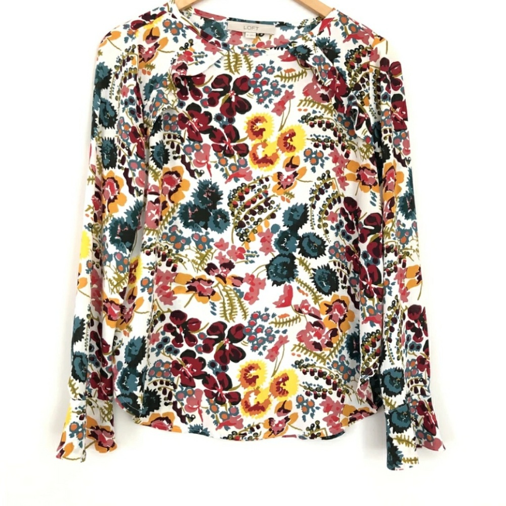 Loft floral small petite blouse
